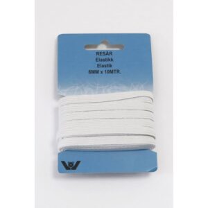 Elastik - Hvid - 6 mm - 10 mtr