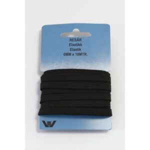 Elastik - Sort - 6 mm - 10 mtr