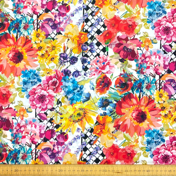 Stof - Farverige blomster