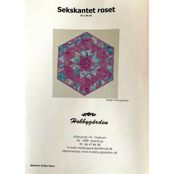 Mønster - Hobbygården - Sekskantet roset - Håndsyning